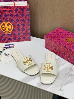 Alternative view of TORY BURCH Slides & Slippers Leather (White-Gold) EU36-42 A4020260603314089