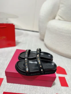 Alternative view of VALENTINO Slides & Slippers Leather (Black-Gold) EU35-40 B20202606033529109