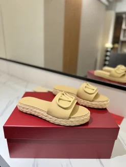 Alternative view of VALENTINO Slides & Slippers Leather-Raffia (Beige) EU35-39 B40202606033528109