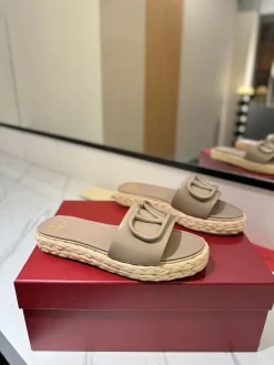 Alternative view of VALENTINO Slides & Slippers Leather-Raffia (Beige) EU35-39 B40202606033534109