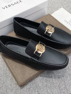 VERSACE Flats & Loafers Leather (Black-Gold) EU37-46 B30202606033547109