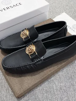 Alternative view of VERSACE Flats & Loafers Leather (Black-Gold) EU37-46 B30202606033547109