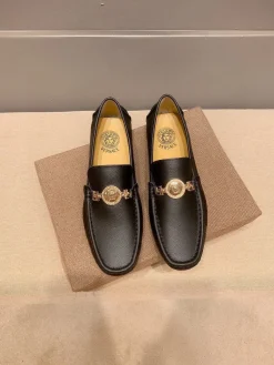 Alternative view of VERSACE Flats & Loafers Leather (Black-Gold) EU37-47 B10202606033548109