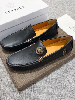 VERSACE Flats & Loafers Leather (Black-Gold-Yellow) EU37-47 B30202606033549109