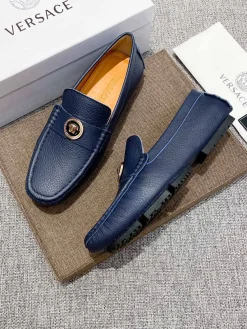 VERSACE Flats & Loafers Leather (Blue-Gold) EU37-47 B30202606033551109