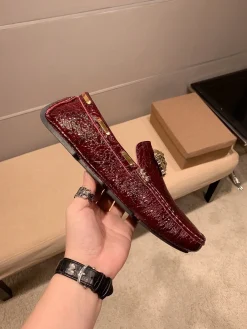 VERSACE Flats & Loafers Patent Leather (Burgundy-Gold) EU37-47 B10202606033556109