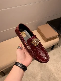 Alternative view of VERSACE Flats & Loafers Patent Leather (Burgundy-Gold) EU37-47 B10202606033556109