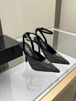 VERSACE Pumps & Heels Leather-Crystal (Black-Gold) EU35-42 B0020260603358499