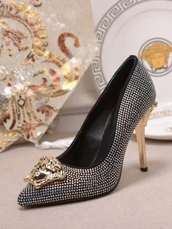 VERSACE Pumps & Heels Leather-Rhinestone (Black-Gold-Silver) EU35-42 A9020260603358599