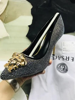 Alternative view of VERSACE Pumps & Heels Leather-Rhinestone (Black-Gold-Silver) EU35-42 A9020260603358599