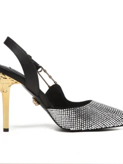 VERSACE Pumps & Heels Leather-Rhinestone (Black-Silver-Gold) EU35-42 A9020260603358099