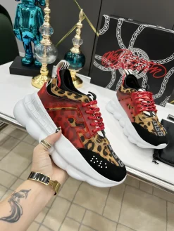 VERSACE Sneakers & Trainers Leather-Rubber (Red-Black-Brown-White) EU35-46 B50202606033589119