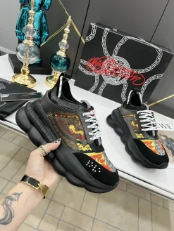 VERSACE Sneakers & Trainers Leather-Suede (Black-Red-Yellow-Grey) EU35-46 B50202606033588119