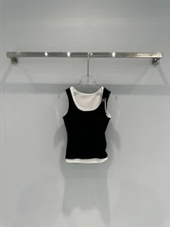 ANN ANDELMAN T-shirts & Vests Cotton Knit (Black-White) S-M-L A80202607050573