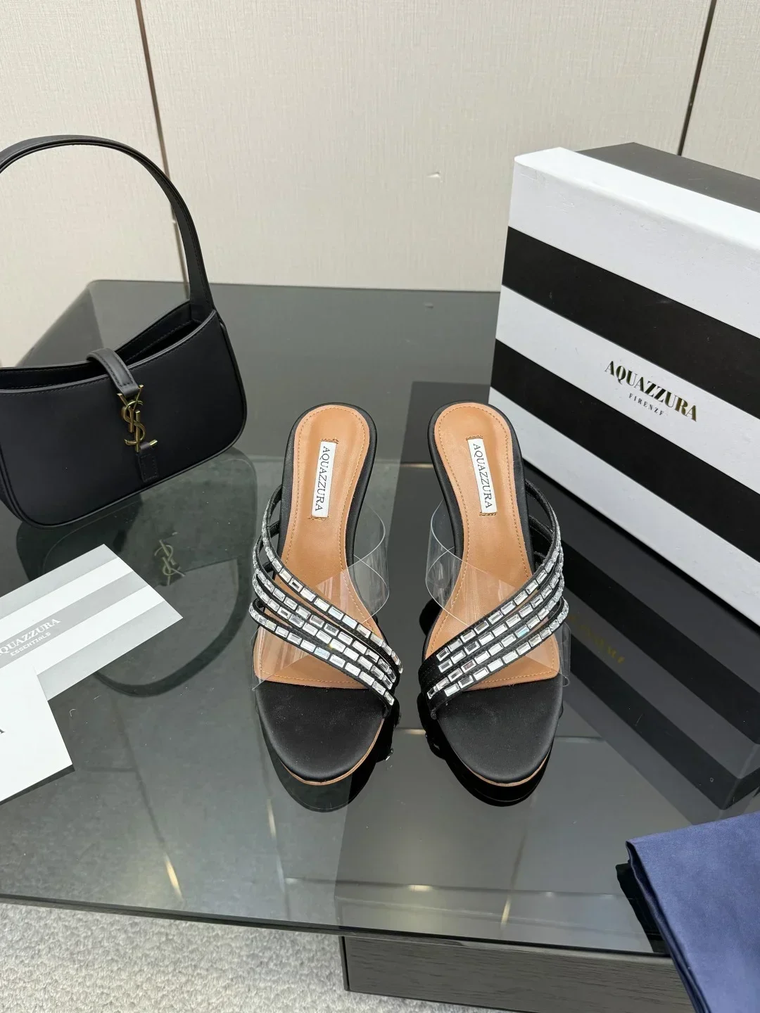 AQUAZZURA Sandals & Mules Satin PVC (Black-Clear) EU35-43 B43202607050063