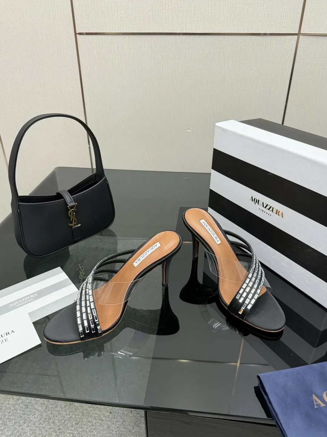 AQUAZZURA Sandals & Mules Satin PVC (Black-Clear) EU35-43 B43202607050063 - Image 10