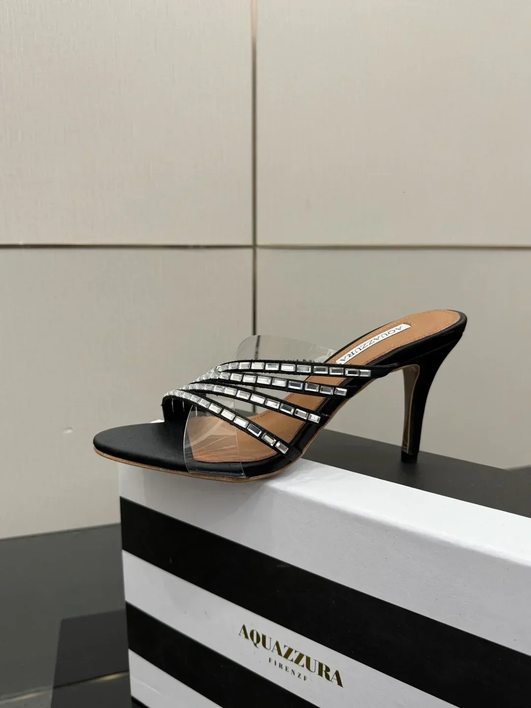 AQUAZZURA Sandals & Mules Satin PVC (Black-Clear) EU35-43 B43202607050063 - Image 4