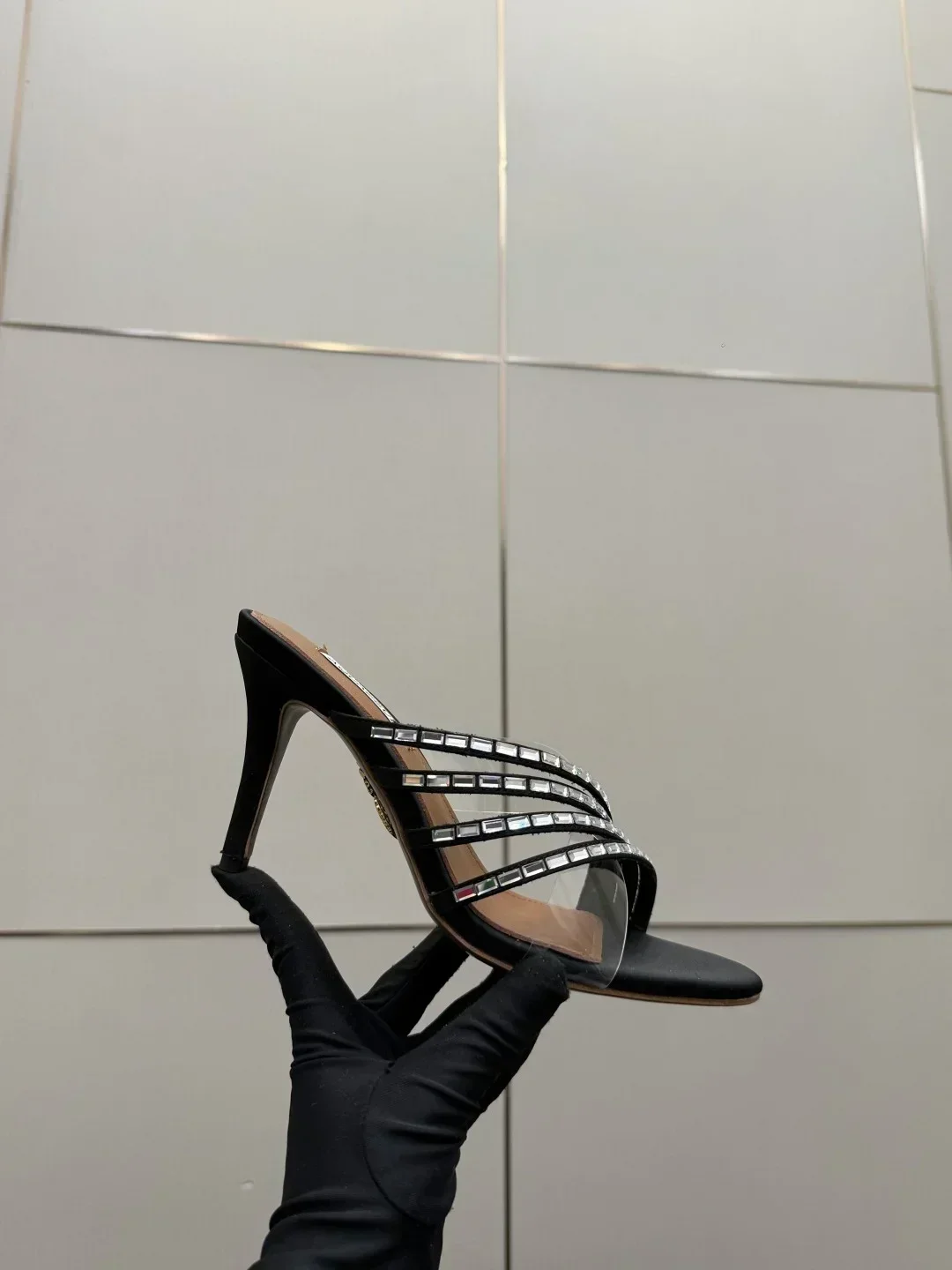 AQUAZZURA Sandals & Mules Satin PVC (Black-Clear) EU35-43 B43202607050063 - Image 5