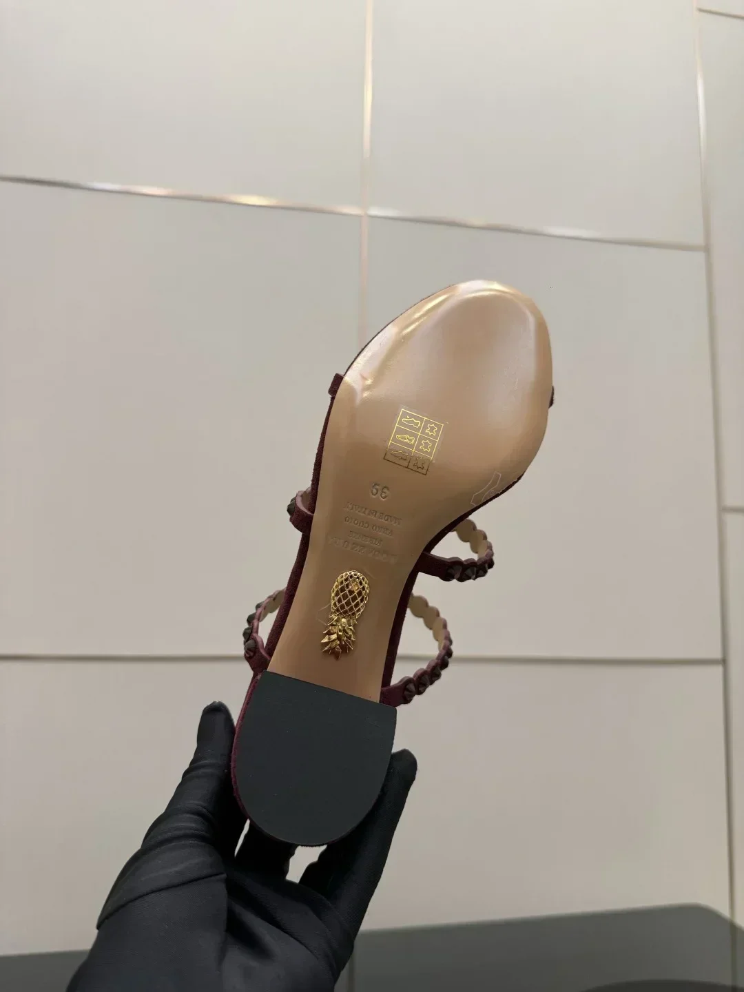 AQUAZZURA Sandals & Mules Suede Crystal (Burgundy) EU35-43 B43202607050058 - Image 7