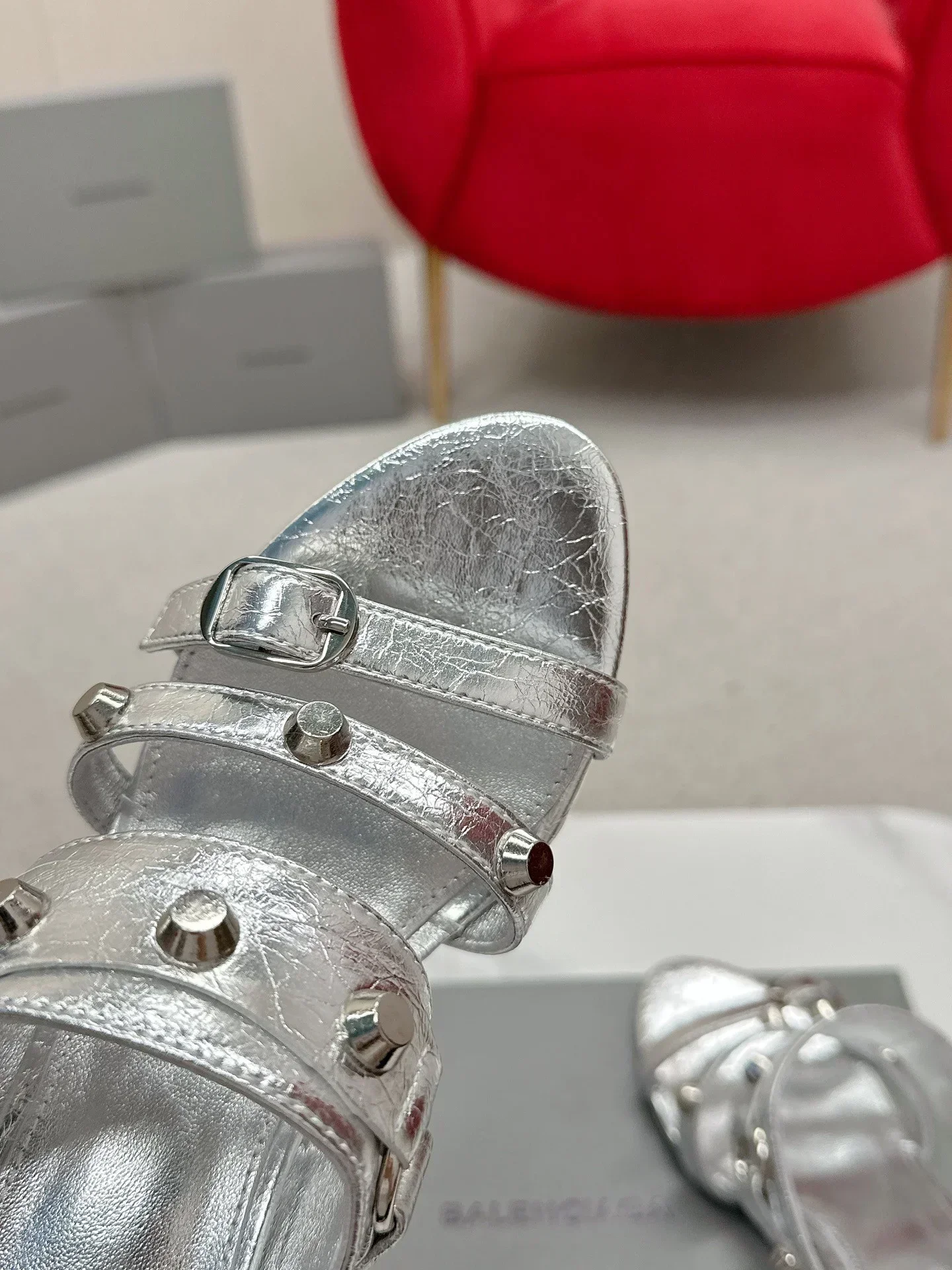 BALENCIAGA Sandals & Mules Metallic Leather (Silver) EU35-39 B90202607050075 - Image 7