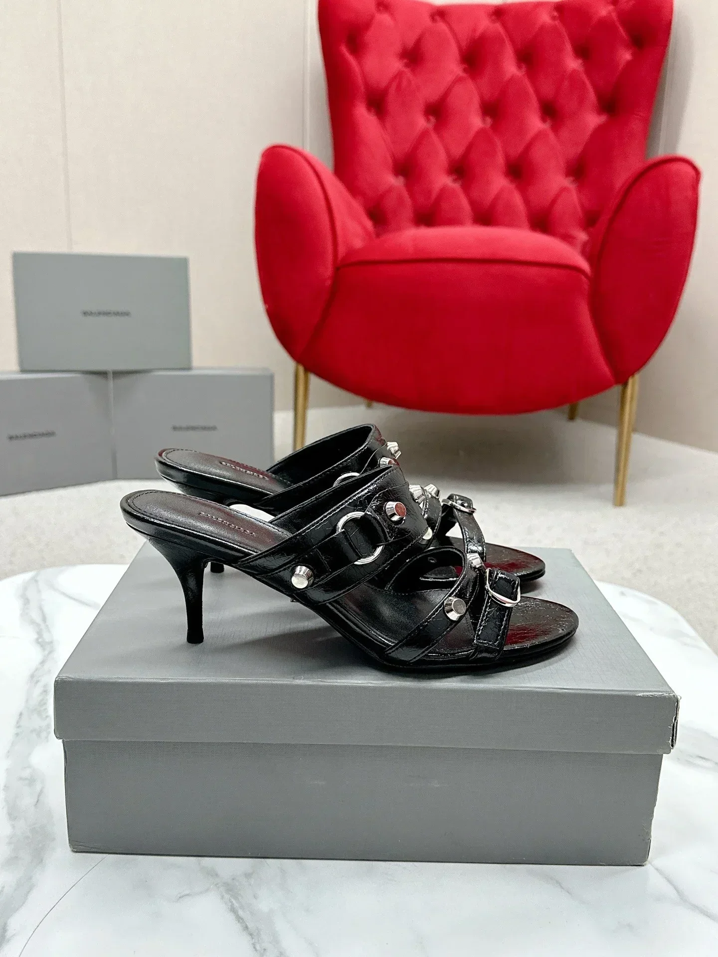 BALENCIAGA Sandals & Mules Patent Leather (Black) EU35-39 B90202607050074 - Image 2