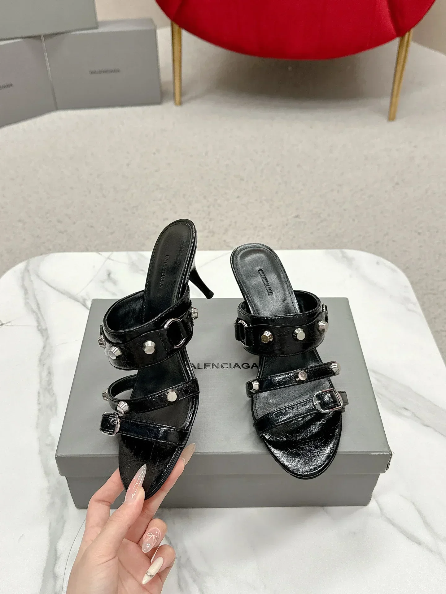 BALENCIAGA Sandals & Mules Patent Leather (Black) EU35-39 B90202607050074 - Image 3