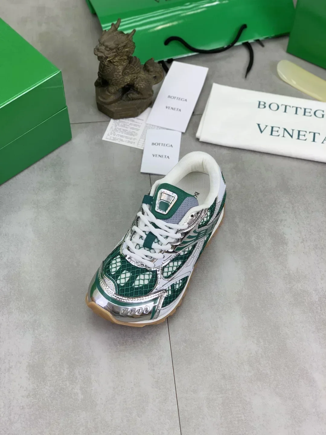 BOTTEGA VENETA Sneakers & Trainers Mesh Leather (Green-Silver-White) EU35-45 B40202607051015 - Image 10