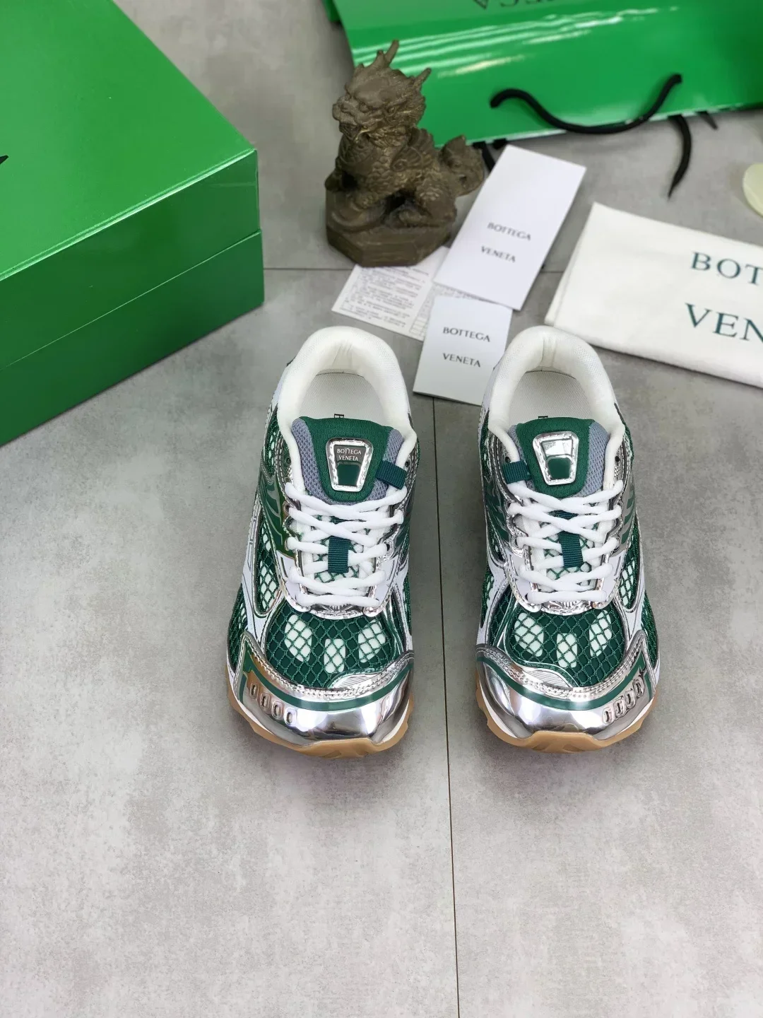 BOTTEGA VENETA Sneakers & Trainers Mesh Leather (Green-Silver-White) EU35-45 B40202607051015 - Image 8