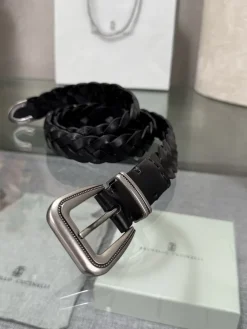 Alternative view of BRUNELLO CUCINELLI Belts Braided Leather (Black) A90202607050035