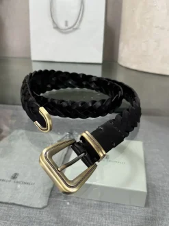 Alternative view of BRUNELLO CUCINELLI Belts Braided Leather (Black) A90202607050037