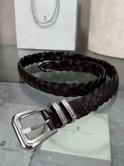 Alternative view of BRUNELLO CUCINELLI Belts Braided Leather (Brown) A90202607050025
