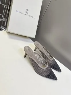 Alternative view of BRUNELLO CUCINELLI Slides & Slippers Fabric Suede (Black-Gray) EU35-41 C80202607050110