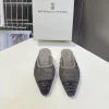 BRUNELLO CUCINELLI Slides & Slippers Mesh Suede (Gray-Black) EU35-41 C70202607050108