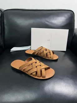 BRUNELLO CUCINELLI Slides & Slippers Suede Leather (Brown) EU39-44 C50202607050105