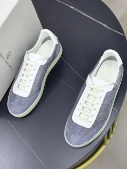 Alternative view of BRUNELLO CUCINELLI Sneakers & Trainers Suede Calfskin (Gray-White) EU39-44 B90202607051450