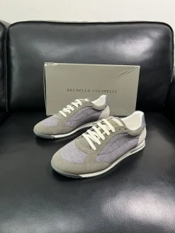 Alternative view of BRUNELLO CUCINELLI Sneakers & Trainers Suede Canvas (Gray-White) EU39-44 C20202607050101