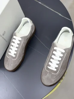 Alternative view of BRUNELLO CUCINELLI Sneakers & Trainers Suede (Grey-White-Brown) B90202607051448