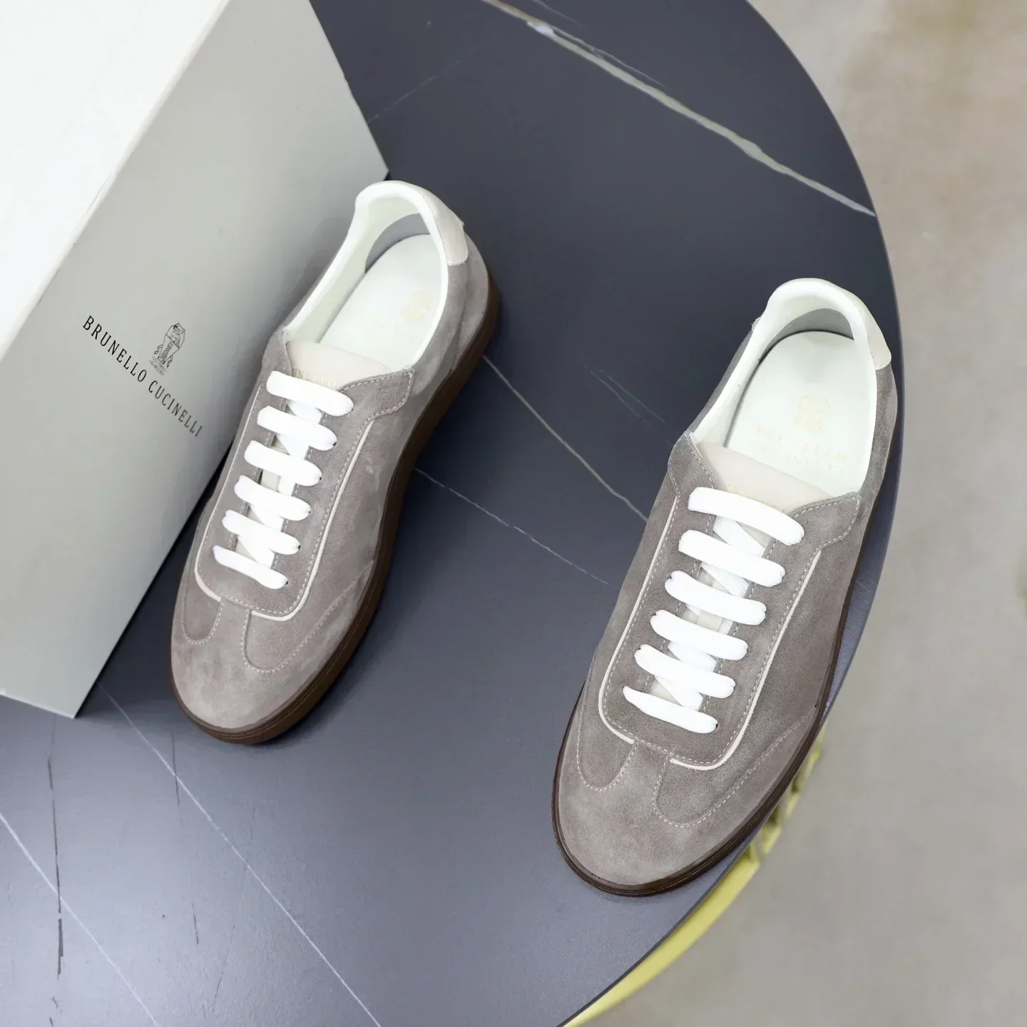 BRUNELLO CUCINELLI Sneakers & Trainers Suede (Grey-White-Brown) B90202607051448 - Image 2