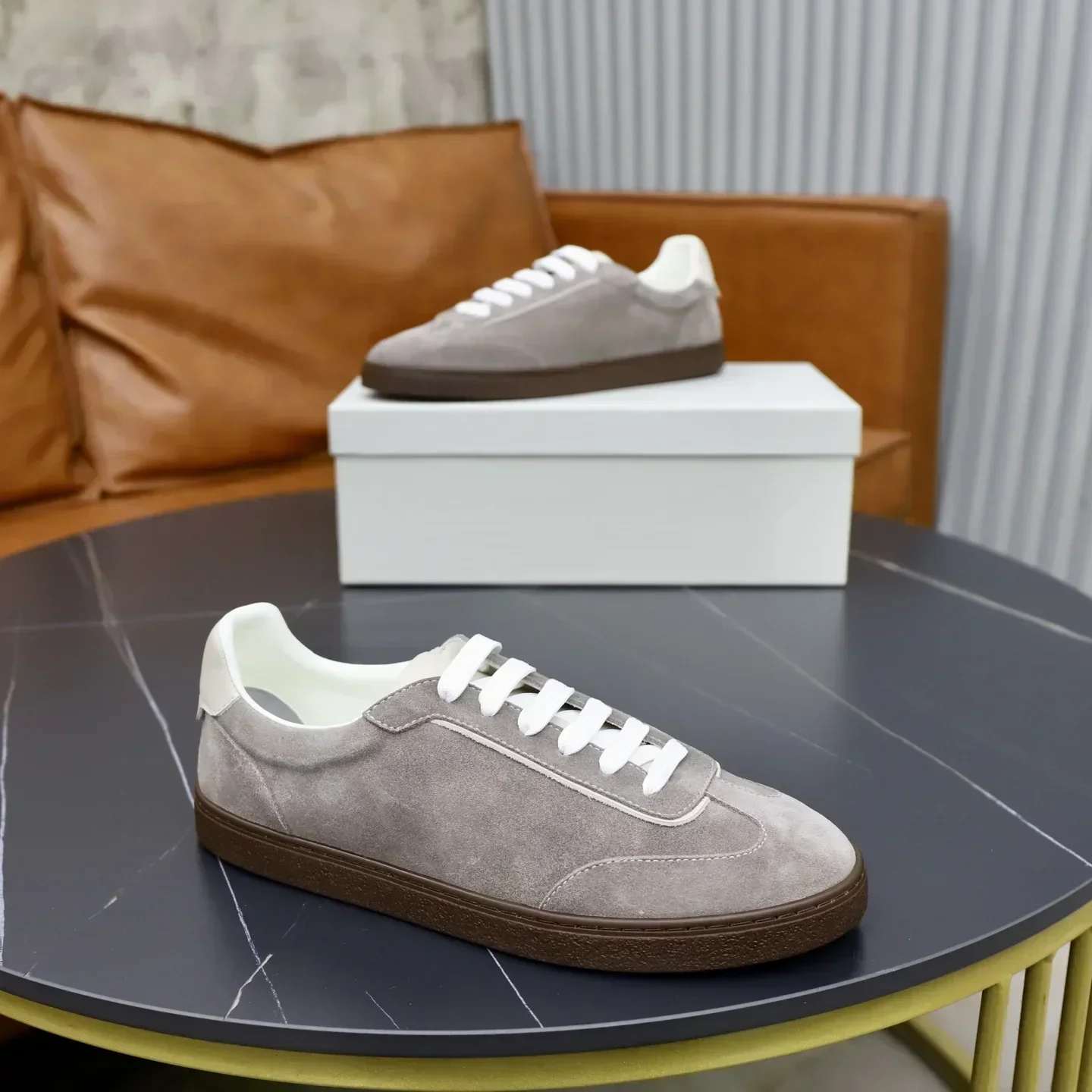 BRUNELLO CUCINELLI Sneakers & Trainers Suede (Grey-White-Brown) B90202607051448 - Image 8