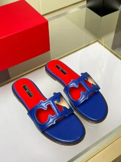 Alternative view of CAROLINA HERRERA Slides & Slippers Calfskin Leather (Blue-Red) EU35-43 A65202607050708