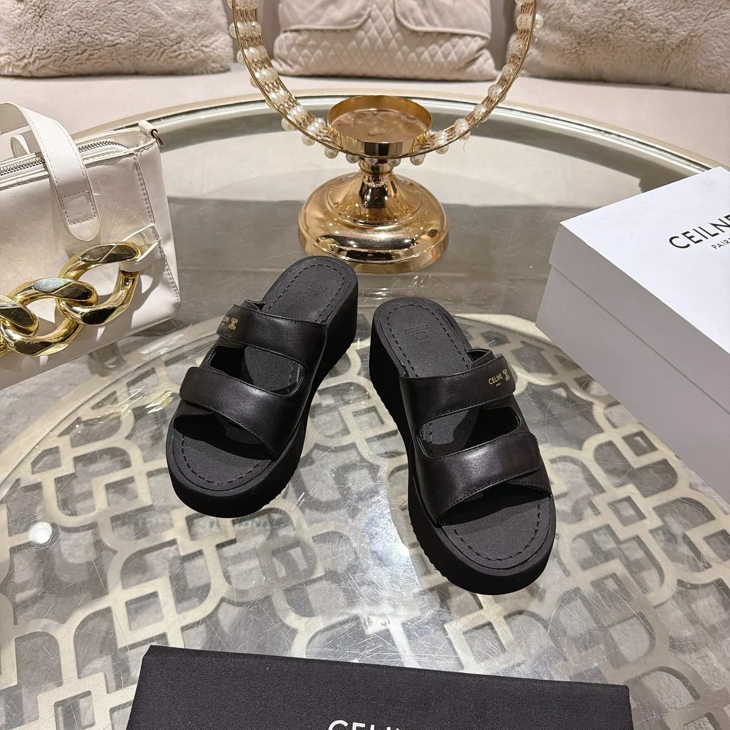 CELINE Sandals & Mules Calfskin (Black) EU35-39 B80202607050133 - Image 2