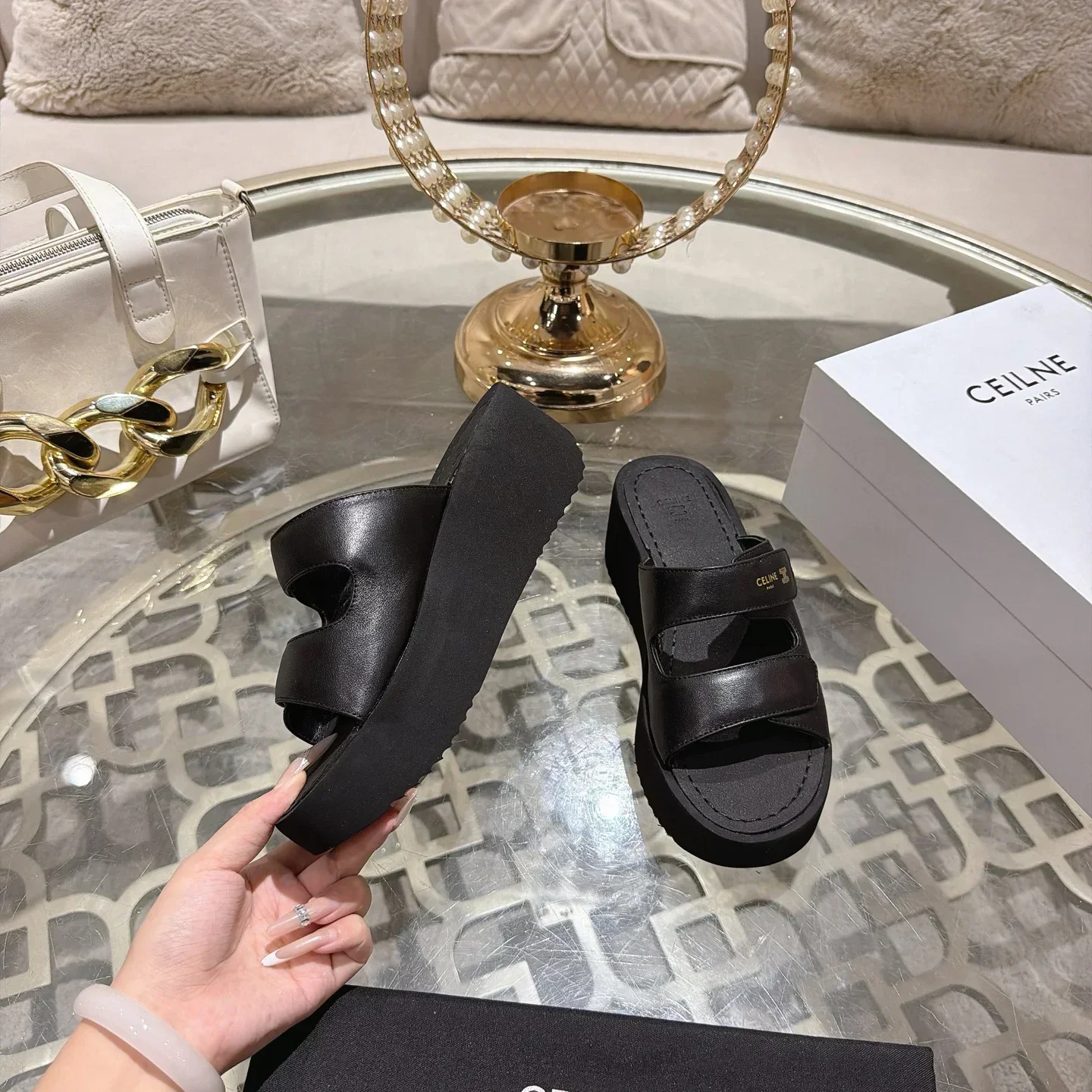 CELINE Sandals & Mules Calfskin (Black) EU35-39 B80202607050133 - Image 3