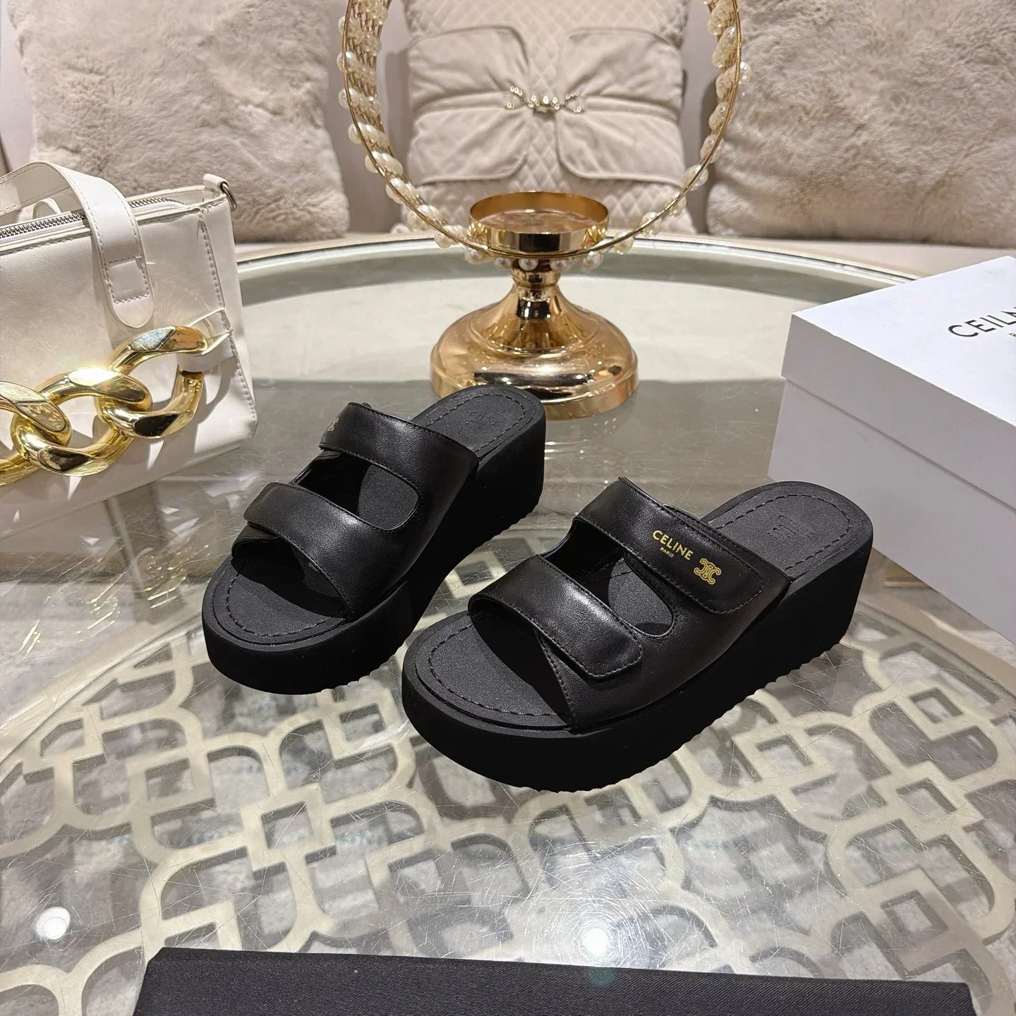 CELINE Sandals & Mules Calfskin (Black) EU35-39 B80202607050133 - Image 4