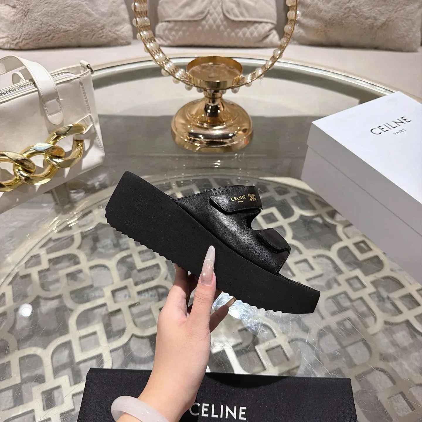 CELINE Sandals & Mules Calfskin (Black) EU35-39 B80202607050133 - Image 5