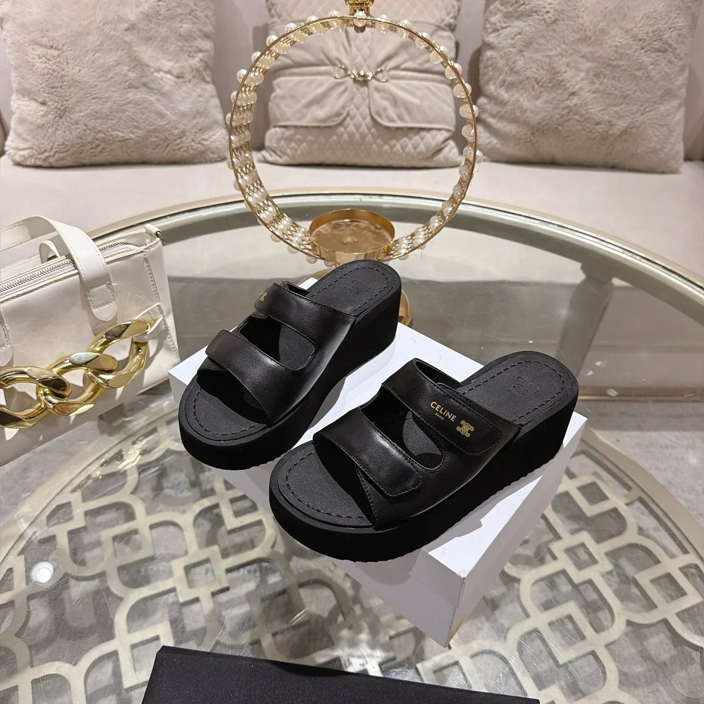 CELINE Sandals & Mules Calfskin (Black) EU35-39 B80202607050133 - Image 6