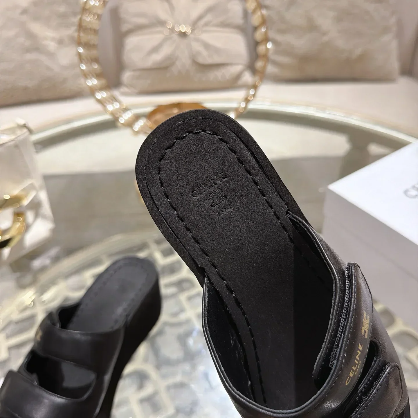 CELINE Sandals & Mules Calfskin (Black) EU35-39 B80202607050133 - Image 7
