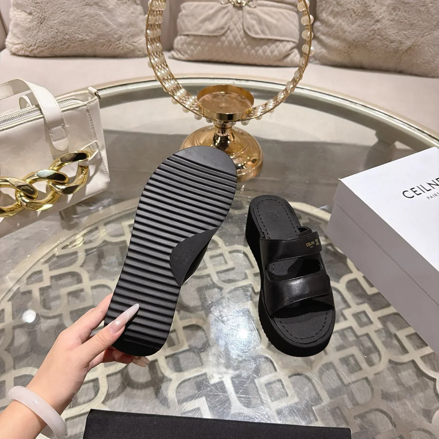 CELINE Sandals & Mules Calfskin (Black) EU35-39 B80202607050133 - Image 8