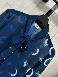 Alternative view of CELINE Shirts & Polos Silk Chiffon (Blue-White) S-M-L D15202607050144