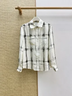CELINE Shirts & Polos Silk (White-Black) S-L D45202607050142