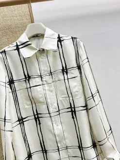 Alternative view of CELINE Shirts & Polos Silk (White-Black) S-L D45202607050142